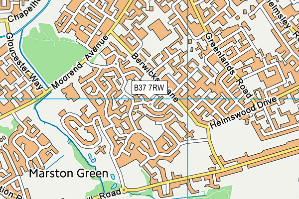 B37 7RW map - OS VectorMap District (Ordnance Survey)