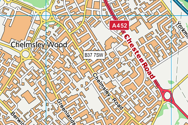 B37 7SW map - OS VectorMap District (Ordnance Survey)