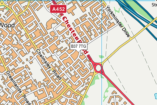 B37 7TG map - OS VectorMap District (Ordnance Survey)