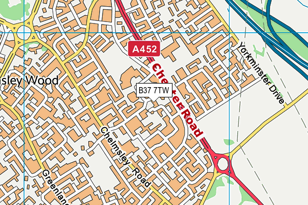 B37 7TW map - OS VectorMap District (Ordnance Survey)