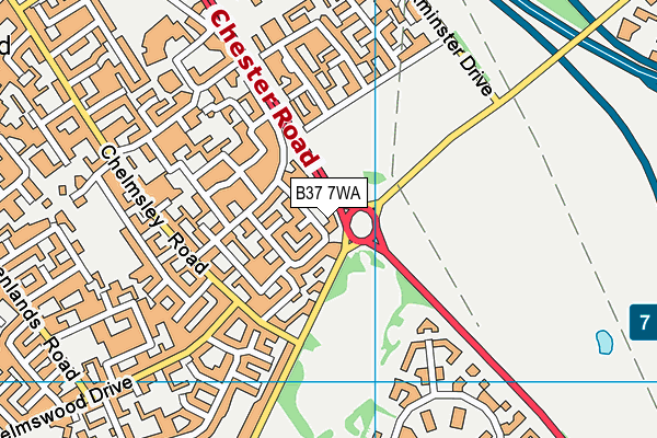 B37 7WA map - OS VectorMap District (Ordnance Survey)