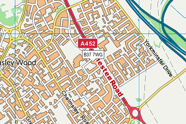 B37 7WG map - OS VectorMap District (Ordnance Survey)