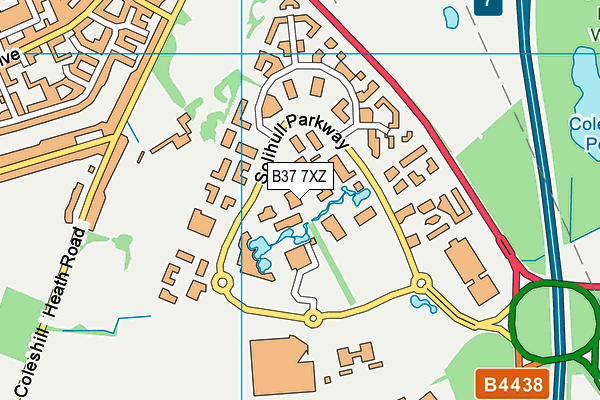 B37 7XZ map - OS VectorMap District (Ordnance Survey)