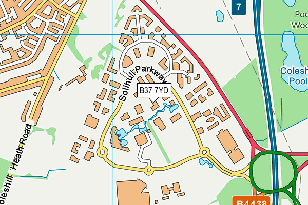 B37 7YD map - OS VectorMap District (Ordnance Survey)