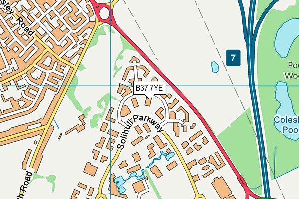 B37 7YE map - OS VectorMap District (Ordnance Survey)
