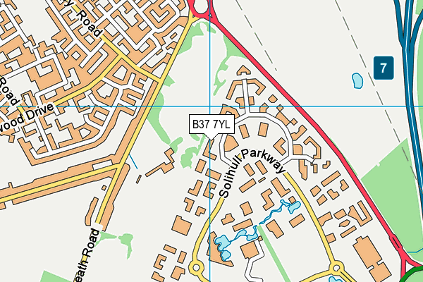 B37 7YL map - OS VectorMap District (Ordnance Survey)