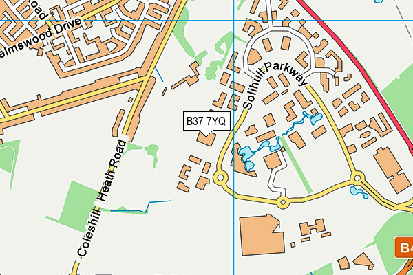 B37 7YQ map - OS VectorMap District (Ordnance Survey)