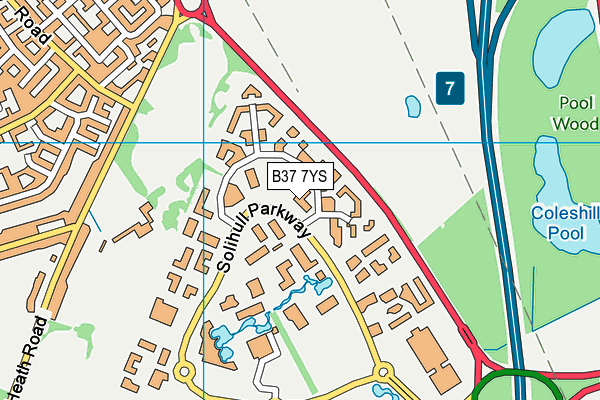 B37 7YS map - OS VectorMap District (Ordnance Survey)