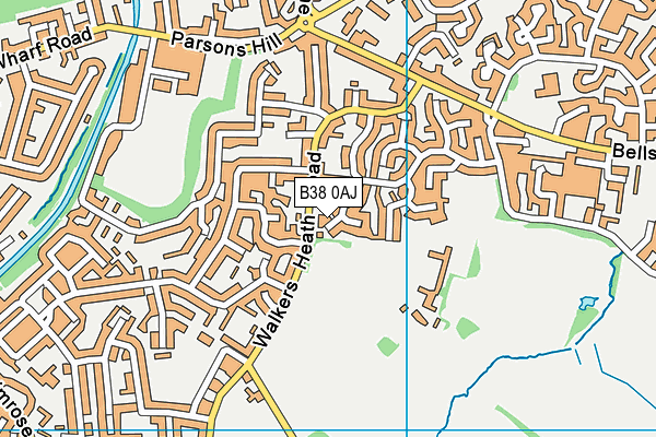 B38 0AJ map - OS VectorMap District (Ordnance Survey)