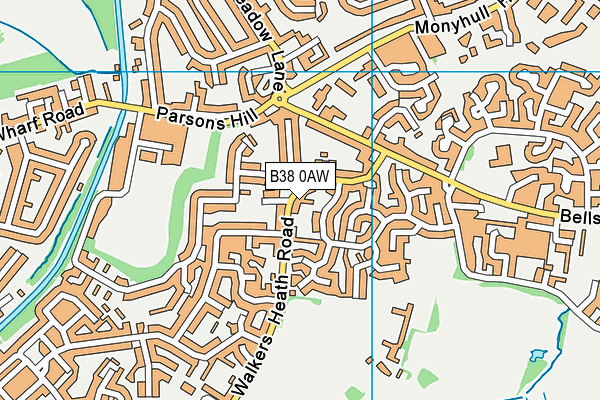 B38 0AW map - OS VectorMap District (Ordnance Survey)