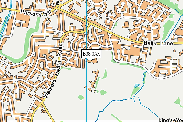 B38 0AX map - OS VectorMap District (Ordnance Survey)