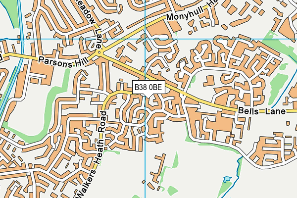 B38 0BE map - OS VectorMap District (Ordnance Survey)