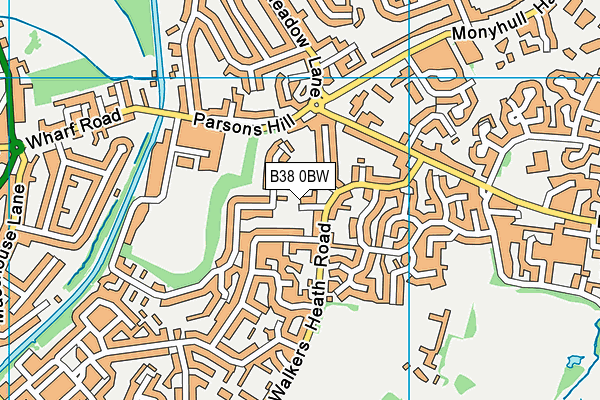 B38 0BW map - OS VectorMap District (Ordnance Survey)