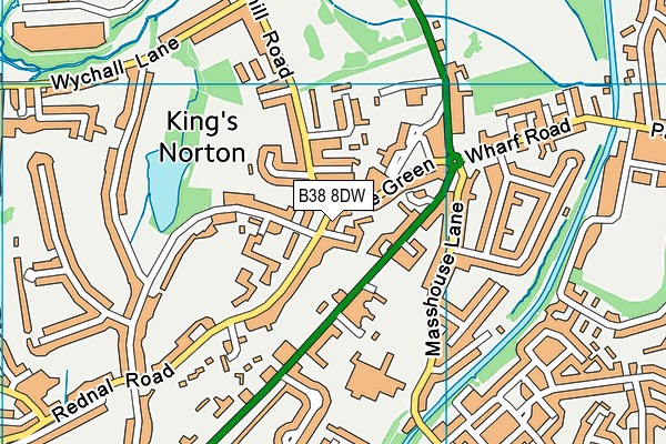 B38 8DW map - OS VectorMap District (Ordnance Survey)