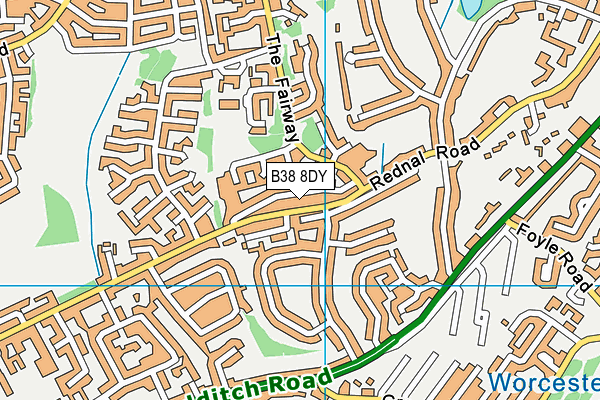 B38 8DY map - OS VectorMap District (Ordnance Survey)