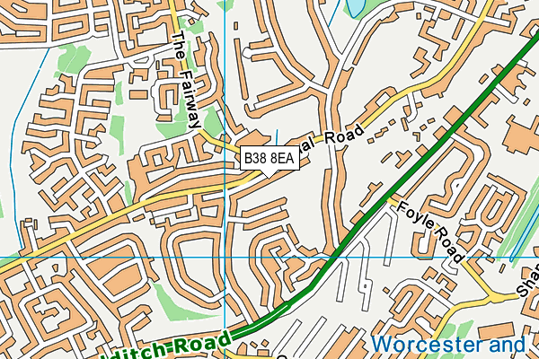 B38 8EA map - OS VectorMap District (Ordnance Survey)
