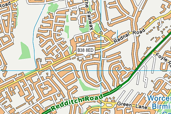 B38 8ED map - OS VectorMap District (Ordnance Survey)