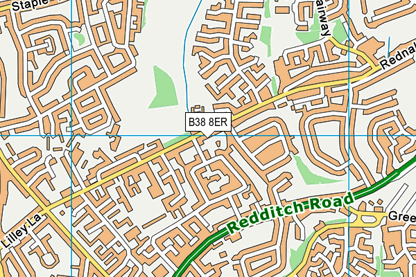 B38 8ER map - OS VectorMap District (Ordnance Survey)