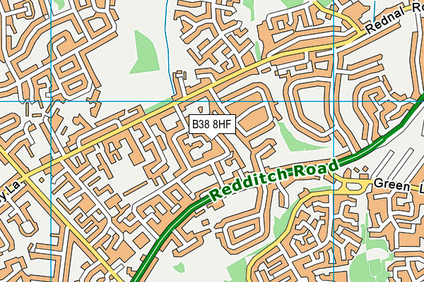 B38 8HF map - OS VectorMap District (Ordnance Survey)