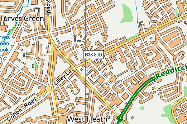 B38 8JD map - OS VectorMap District (Ordnance Survey)