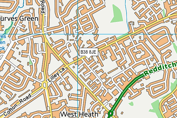 B38 8JE map - OS VectorMap District (Ordnance Survey)