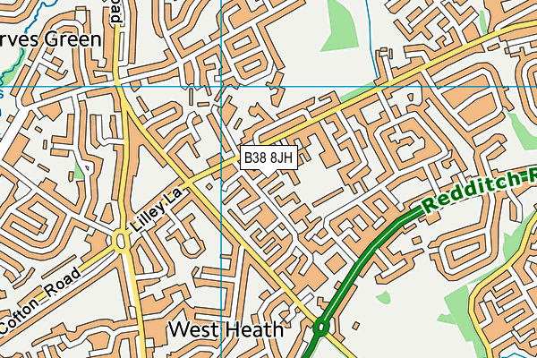 B38 8JH map - OS VectorMap District (Ordnance Survey)