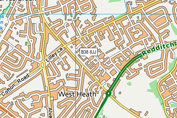 B38 8JJ map - OS VectorMap District (Ordnance Survey)