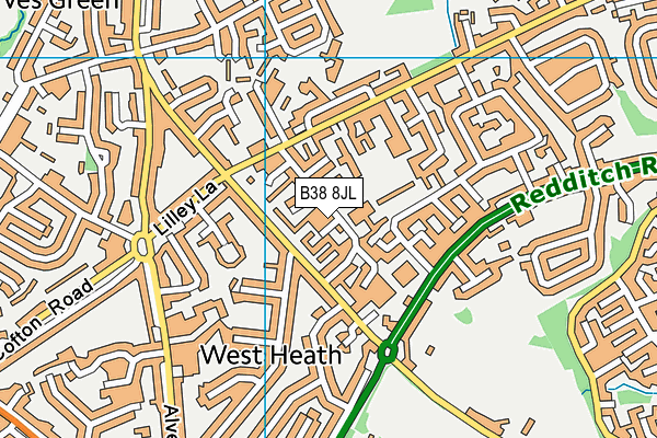 B38 8JL map - OS VectorMap District (Ordnance Survey)