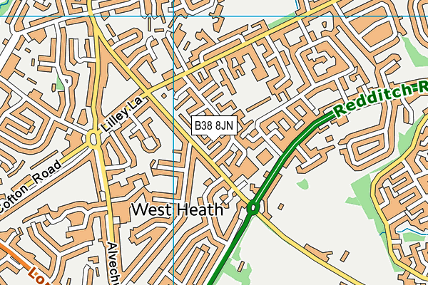 B38 8JN map - OS VectorMap District (Ordnance Survey)