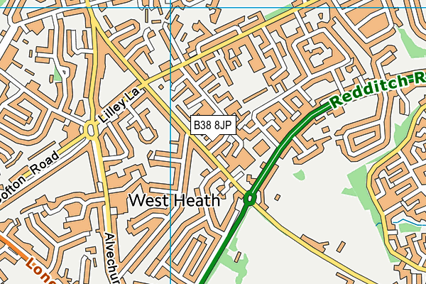 B38 8JP map - OS VectorMap District (Ordnance Survey)