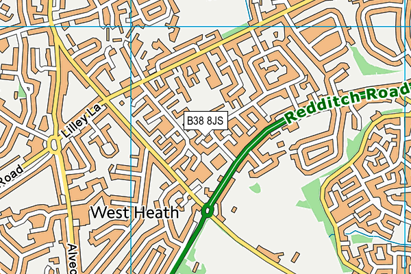 B38 8JS map - OS VectorMap District (Ordnance Survey)