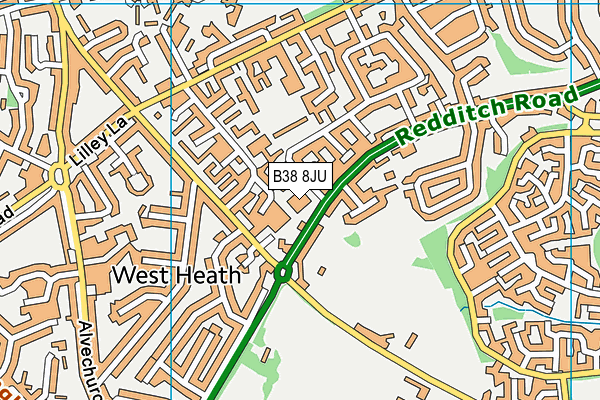 B38 8JU map - OS VectorMap District (Ordnance Survey)