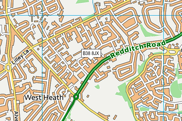 B38 8JX map - OS VectorMap District (Ordnance Survey)