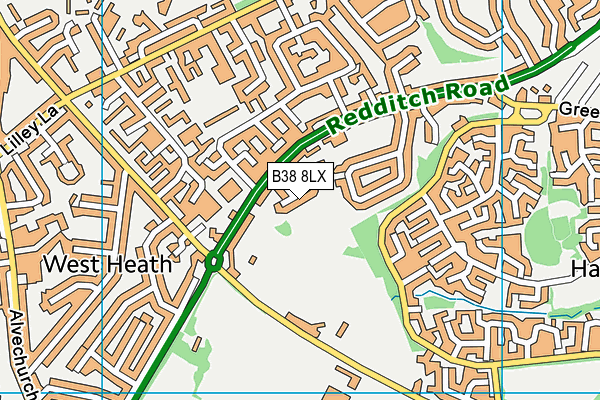 B38 8LX map - OS VectorMap District (Ordnance Survey)