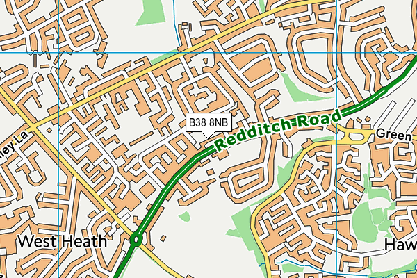 B38 8NB map - OS VectorMap District (Ordnance Survey)