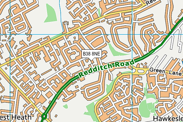 B38 8NE map - OS VectorMap District (Ordnance Survey)