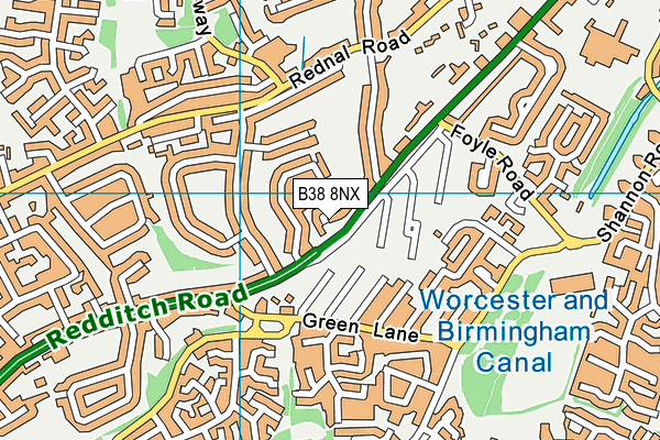 B38 8NX map - OS VectorMap District (Ordnance Survey)