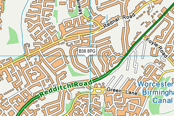 B38 8PG map - OS VectorMap District (Ordnance Survey)