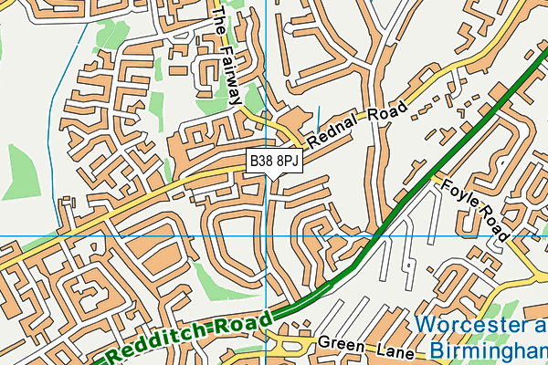 B38 8PJ map - OS VectorMap District (Ordnance Survey)