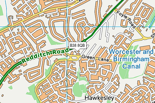 B38 8QB map - OS VectorMap District (Ordnance Survey)