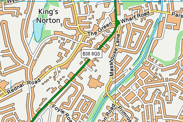 B38 8QS map - OS VectorMap District (Ordnance Survey)