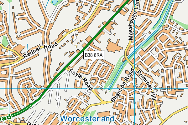 B38 8RA map - OS VectorMap District (Ordnance Survey)