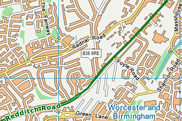 B38 8RE map - OS VectorMap District (Ordnance Survey)