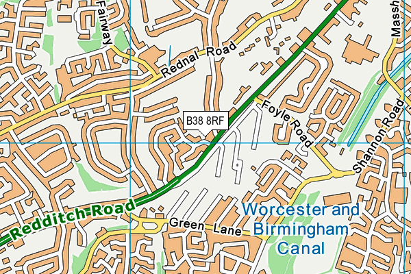 B38 8RF map - OS VectorMap District (Ordnance Survey)