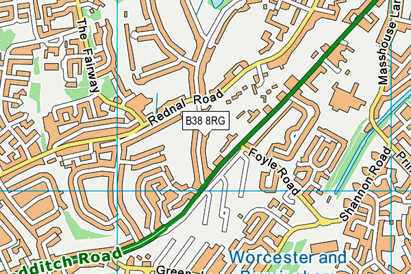 B38 8RG map - OS VectorMap District (Ordnance Survey)