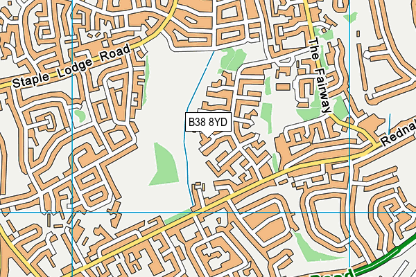 B38 8YD map - OS VectorMap District (Ordnance Survey)