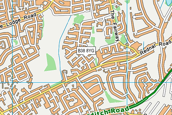 B38 8YG map - OS VectorMap District (Ordnance Survey)