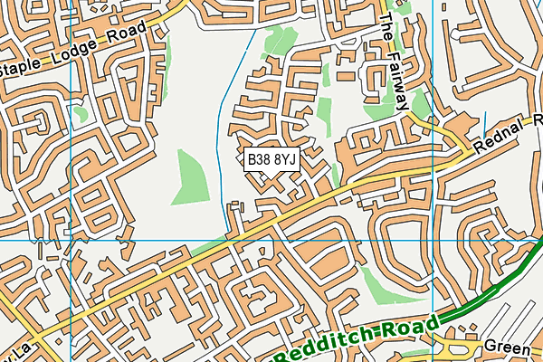 B38 8YJ map - OS VectorMap District (Ordnance Survey)