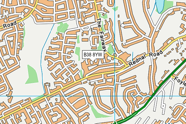 B38 8YW map - OS VectorMap District (Ordnance Survey)