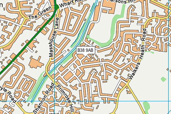 B38 9AB map - OS VectorMap District (Ordnance Survey)